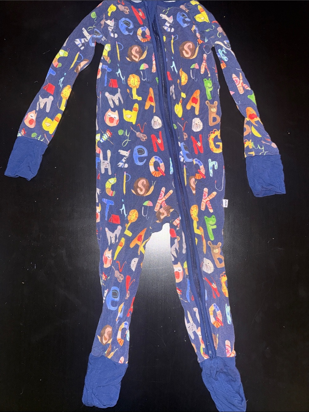 Little Sleepies Navy Alphabet & Animal Print Footed One-Piece
